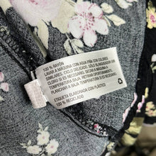 Load image into Gallery viewer, Size Large Wild Fable Black Floral Print Short Sleeve Button Down Tunic Top
