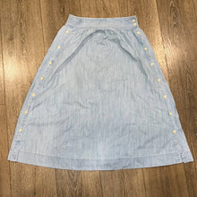 Load image into Gallery viewer, Size 2 Madewell Indigo Side Button Chambray Button Down Skirt
