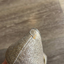 Load image into Gallery viewer, Size 7 Steve Madden Gold Glitter Sparkly Peep Toe Heels
