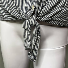Load image into Gallery viewer, Size XL Universal Thread Navy Blue &amp; White Stripe Button Up Top

