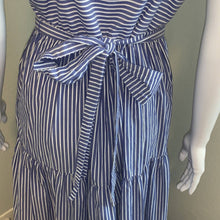Load image into Gallery viewer, Size 6 J. Crew Garratt Tiered Ruffle Striped Cotton Poplin Maxi Dress
