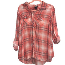 Load image into Gallery viewer, Torrid | Coral Pink Plaid Button Up Top

