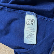 Load image into Gallery viewer, Kids Medium Athleta Girl Navy Blue Racerback Tank With Ruffles On Back
