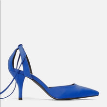 Load image into Gallery viewer, Size 8.5 JustFab Blue Gracie Ankle Lace-Up Heels

