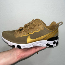 Load image into Gallery viewer, Size 6 Nike React Element 55 'Metallic Gold' Tennis Shoes
