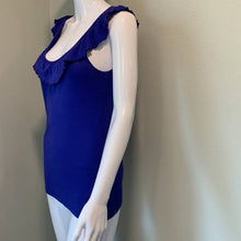 Load image into Gallery viewer, One Sze Michael Stars Bright Blue Ruffle Neck Tank Top
