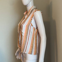 Load image into Gallery viewer, Size medium Anthropologie Cloth &amp; Stone Sleeveless Stripped Linen Button Down
