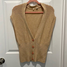 Load image into Gallery viewer, Large Anthropologie MOTH Cream Knit Sleeveless Dolman V-Neck Button Up Sweater Vest
