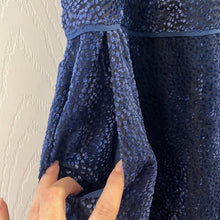 Load image into Gallery viewer, Size 6 Anthropologie Elevenses Navy Blue Velvet Halter Neck Jumpsuit
