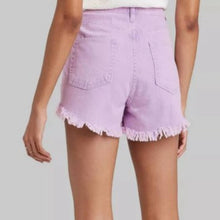 Load image into Gallery viewer, Sz 18 Wild Fable NWOT High-Rise Frayed Hem Denim Jean Shorts Lavender Purple
