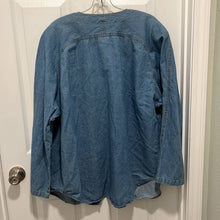 Load image into Gallery viewer, Size 1X Marshall Rousso Plus Vintage Western Tribal Aztec Fringe Chambray Button Up Shirt
