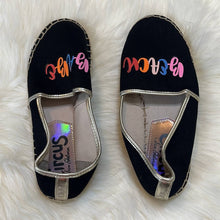 Load image into Gallery viewer, Size 7 Sam Edelman Circus Colorful Beach Babe Black Espadrille Slip On Shoes
