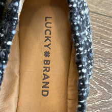 Load image into Gallery viewer, Size 7.5 Lucky Brand Black Gray &amp; White Woven Emmie Ballet Flats
