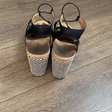 Load image into Gallery viewer, Size 10 Lucky Black Espadrille Strappy  Sandal Wedge

