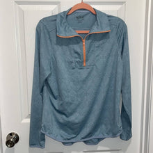 Load image into Gallery viewer, Large Woolrich Blue &amp; Peach Thin Quarter Zip Up Shirt
