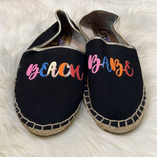 Load image into Gallery viewer, Size 7 Sam Edelman Circus Colorful Beach Babe Black Espadrille Slip On Shoes
